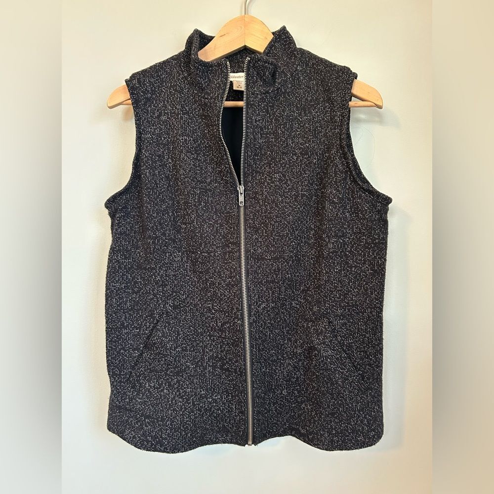 Coldwater Creek Black and White Textured Zip-up Vest Size Medium